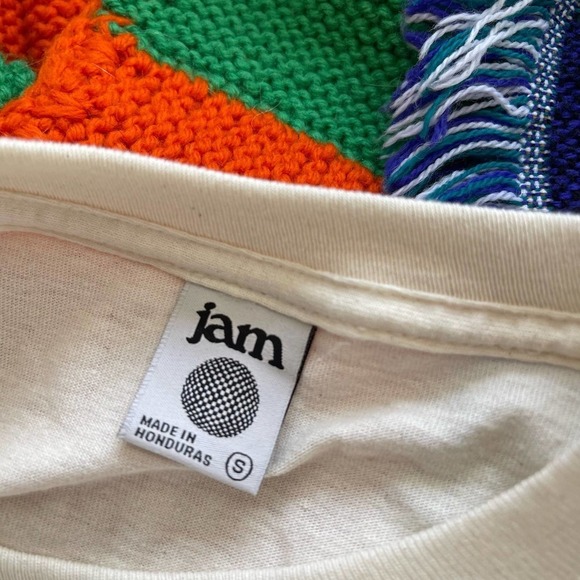 Jam Longsleeve Mens Small Cream Graphic Printed Athletic Sport Retro Top - Picture 6 of 6